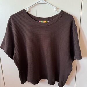 Big Bud Press Brown Waffle Knit Cropped Tee